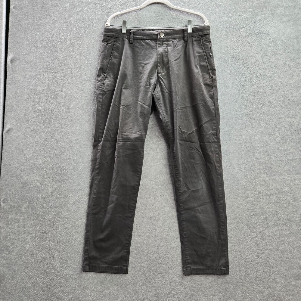 Birddogs Men Pants 34x30 Gray Chino Straight Zip Pockets Mid Rise Cotton Nylon